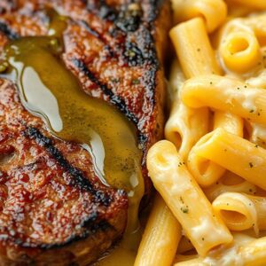 Garlic Butter Steak Tips with Cheesy Rigatoni Recipe