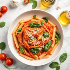 Creamy Tomato Spinach Pasta Recipe