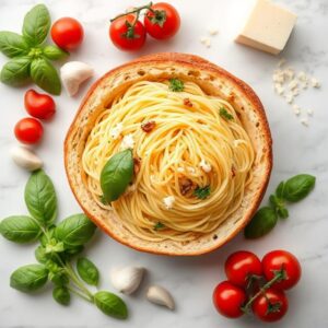 Spaghetti Garlic Bread Bowls Recipe