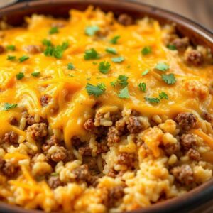 Cheesy Hamburger Rice Casserole Recipe