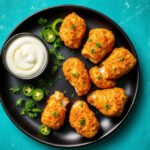Cheesy Jalapeno Ranch Chicken Poppers with a Creamy Dip