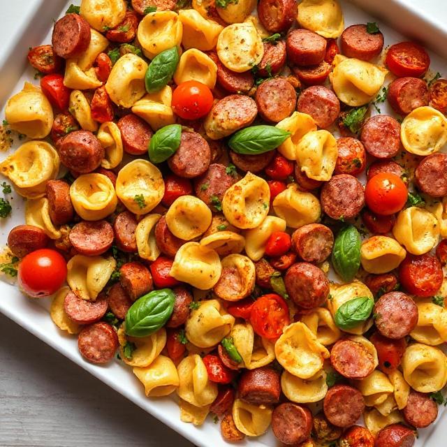 Easy Sheet Pan Tortellini and Kielbasa
