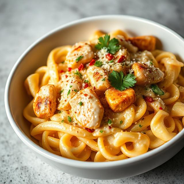 Garlic Butter Chicken Rigatoni in Creamy Parmesan Sauce