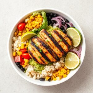Chicken Burrito Bowl With Guac & Lime
