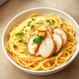 Creamy Parmesan Pasta With Sauteed Garlic Butter Chicken