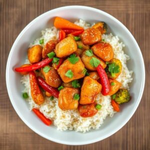 Spicy Garlic Chicken Stir Fry With Rice