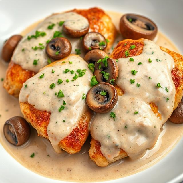 Simple Chicken Thighs With Creamy Mushroom Garlic Sauce Recipe
