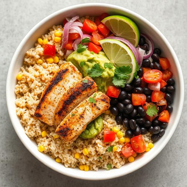 Chicken Burrito Bowl With Guac & Lime