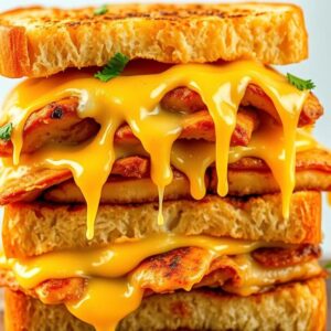 Melty Cheesy Chicken Garlic Bread Sandwich