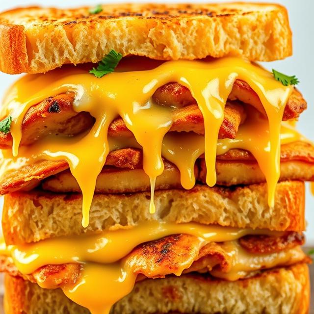 Melty Cheesy Chicken Garlic Bread Sandwich