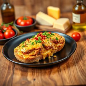 Melty Cheesy Chicken Garlic Bread Sandwich