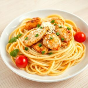 Creamy Parmesan Pasta With Sauteed Garlic Butter Chicken