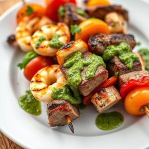 Grilled Surf & Turf Skewers with Chimichurri