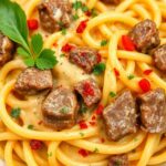 Creamy High Protein Beef Pasta
