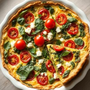 Crustless Spinach, Tomato & Feta Quiche