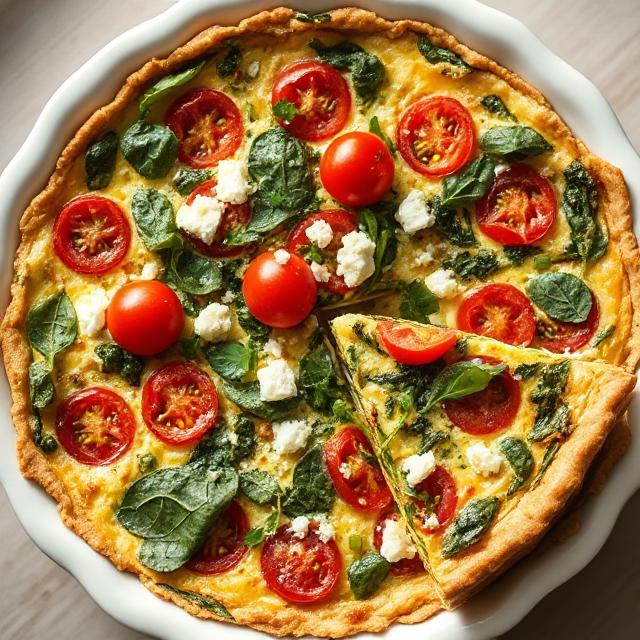 Crustless Spinach, Tomato & Feta Quiche