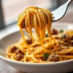 Cajun Beef Spaghetti in Creamy Three-Cheese Parmesan Sauce