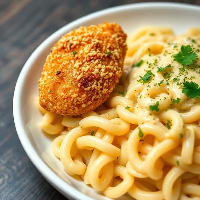 Garlic Parmesan Chicken Bites with Creamy Rotini