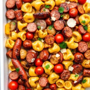 Easy Sheet Pan Tortellini and Kielbasa