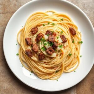 Cajun Beef Spaghetti in Creamy Three-Cheese Parmesan Sauce