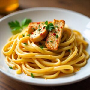 Spicy Cajun Chicken Linguine in Creamy Garlic Parmesan Sauce