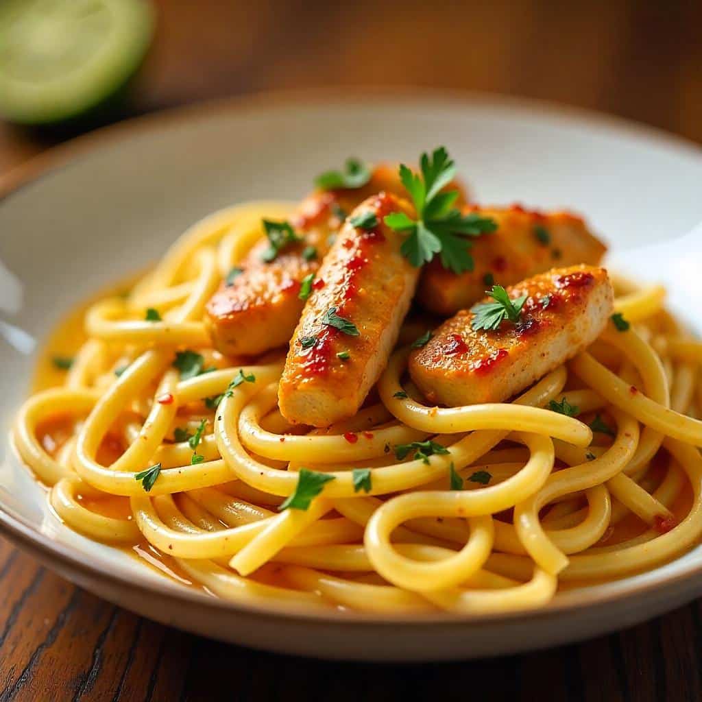 Spicy Cajun Chicken Linguine in Creamy Garlic Parmesan Sauce